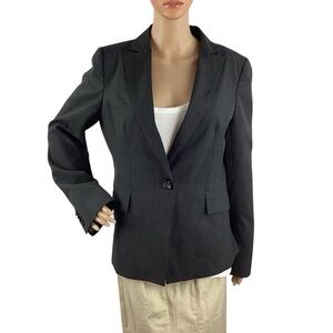 Ann Taylor Factory Charcoal Gray One Button Blazer Jacket Size 10
